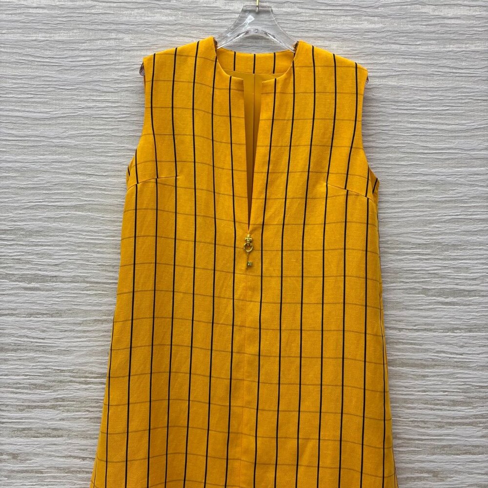 Schiaparelli plaid linen sleeveless dress